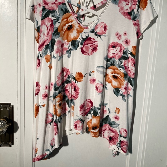 Jessy B Floral Flowers Pink Orange White Blouse - Picture 3 of 12